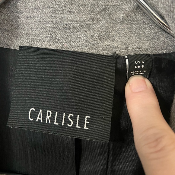 Carlisle Collection wool silk gray colorblock coat oversized silver buttons - Picture 10 of 12